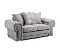 Furnishings For Less UK Milan Fabric 2 Seater Sofa Grey Fabric Scatter Back Chesterfield Style