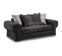 Furnishings For Less UK Milan Fabric 3 Seater Sofa Black Fabric Scatter Back Chesterfield Style Furnishings For Less UK Black