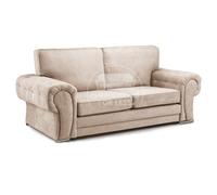 Furnishings For Less UK Milan Fabric 3 Seater Sofa Mink Fabric Full Back Chesterfield Style