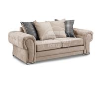 Furnishings For Less UK Milan Fabric 3 Seater Sofa Mink Fabric Scatter Back Chesterfield Style
