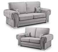 Furnishings For Less UK Milan Fabric Sofa Suite 3 & 2 Seater Sofa Set Full Back in Grey Furnishings For Less UK Grey