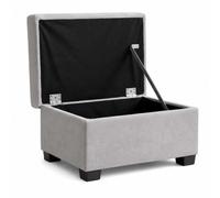 Furnishings For Less UK Milan Footstool With Storage Grey Fabric Manual Lift Lid Pouffe