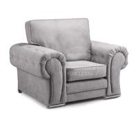 Furnishings For Less UK Milan Grey Fabric Single Seater Armchair Fabric Full Back Chesterfield Style Furnishings For Less UK Grey