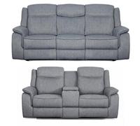 Furnishings For Less UK Milano Grey Fabric Electric Reclining Sofa Suite Usb Cup Holder
