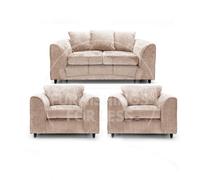 Furnishings For Less UK Monaco Chenille Fabric 3 Piece Sofa Set - 2 1 1 Beige