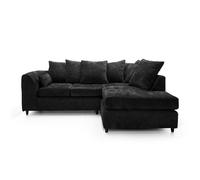 Furnishings For Less UK Monaco Chenille Fabric 3 to 4 Seater L Shaped Corner Sofa Right Hand Facing in Black Furnishings For Less UK Black