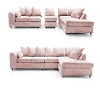 Furnishings For Less UK Monaco Chenille Fabric 5 Seater L Shaped Corner Sofa Pink Right Hand Facing