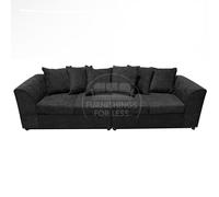 Furnishings For Less UK Monaco Chenille Fabric Long 4 Seater Sofa Scatter Back Curved Arm in Black Furnishings For Less UK Black
