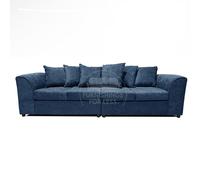 Furnishings For Less UK Monaco Chenille Fabric Long 4 Seater Sofa Scatter Back Curved Arm in Blue Furnishings For Less UK Blue