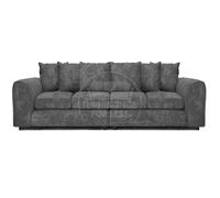 Furnishings For Less UK Monaco Chenille Fabric Long 4 Seater Sofa Scatter Back Curved Arm in Grey Furnishings For Less UK Grey