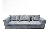 Furnishings For Less UK Monaco Chenille Fabric Long 4 Seater Sofa Scatter Back Curved Arm in Light Grey Furnishings For Less UK Light Grey