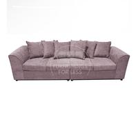 Furnishings For Less UK Monaco Chenille Fabric Long 4 Seater Sofa Scatter Back Curved Arm in Pink Furnishings For Less UK Pink