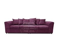 Furnishings For Less UK Monaco Chenille Fabric Long 4 Seater Sofa Scatter Back Curved Arm in Purple Furnishings For Less UK Purple