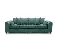 Furnishings For Less UK Monaco Chenille Fabric Long 4 Seater Sofa Scatter Back Curved Arm in Teal Furnishings For Less UK Teal
