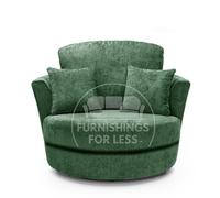 Furnishings For Less UK Monaco Chenille Fabric Swivel Chair 360 Rotation Foam Single Seater in Green Furnishings For Less UK Green