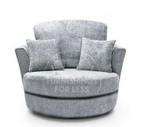 Furnishings For Less UK Monaco Chenille Fabric Swivel Chair 360 Rotation Foam Single Seater in Light Grey Furnishings For Less UK Light Grey