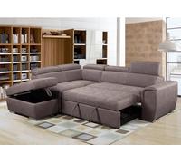 Furnishings For Less UK Nevada Large L Shaped Suede Tilting Headrest & Storage Ottoman Included Left Hand Facing in Light Brown Furnishings For Less UK Light Brown