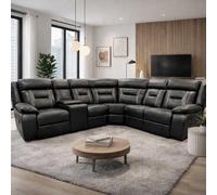 Furnishings For Less UK Nova Black Electric Reclining Corner Sofa Usb Charging