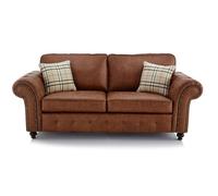 Furnishings For Less UK Oakland 3 Seater Large Chesterfield Style Leatherair Charcoal Grey in Tan Furnishings For Less UK Tan