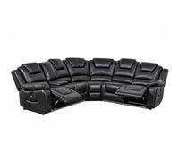 Furnishings For Less UK Oxbridge Black 5 Seater Electric Recliner Corner Sofa Led Usb Storage