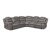 Furnishings For Less UK Oxbridge Grey 5 Seater Electric Recliner Corner Sofa LED USB Storage Furnishings For Less UK Grey