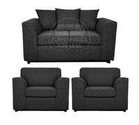 Furnishings For Less UK Paris Charcoal Boucle Fabric 3 Piece Sofa Suite 2 1 1 Scatter