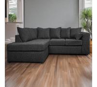 Furnishings For Less UK Paris Charcoal Boucle Fabric 4 Seater L Shaped Left Hand Corner Sofa Scatter