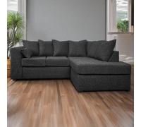 Furnishings For Less UK Paris Charcoal Boucle Fabric 4 Seater L Shaped Right Hand Corner Sofa Scatter