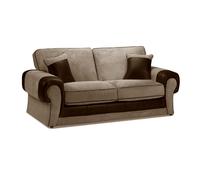 Furnishings For Less UK Portland Fabric 2 Seater Sofa Chesterfield Rolled Arms Fabric & Leather Like Sofa in Brown Furnishings For Less UK Brown
