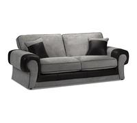 Furnishings For Less UK Portland Fabric 3 Seater Sofa Chesterfield Rolled Arms Fabric & Leather Like Sofa in Black Furnishings For Less UK Black