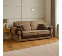 Furnishings For Less UK Portland Fabric 3 Seater Sofa Chesterfield Rolled Arms Fabric & Leather Like Sofa in Brown Furnishings For Less UK Brown
