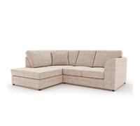Furnishings For Less UK Quilted Soft Chenille Beige Fabric 3 To 4 Seater L Shaped Corner Sofa Beige Left Hand Facing - Full Back