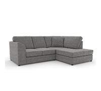 Furnishings For Less UK Quilted Soft Chenille Grey Fabric 3 To 4 Seater L Shaped Corner Sofa Grey Right Hand Facing - Scatter Back