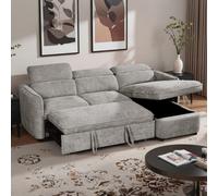 Furnishings For Less UK Ria L Shaped 4 Seater Fabric Corner Sofa Bed Grey