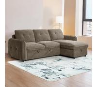 Furnishings For Less UK Seattle L Shaped 4 Seater Fabric Corner Sofa Bed Blue