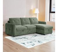 Furnishings For Less UK Seattle L Shaped 4 Seater Fabric Corner Sofa Bed Green