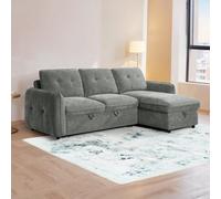 Furnishings For Less UK Seattle L Shaped 4 Seater Fabric Corner Sofa Bed Grey