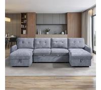 Furnishings For Less UK Seattle U Shaped 5 Seater Fabric Corner Sofa Bed Grey