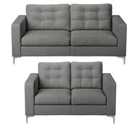 Furnishings For Less UK Smart Hackney Fabric Sofa Suite Formal 3 Seater & 2 Seater Saphire Blue or Pewter Grey in Charcoal Furnishings For Less UK Charcoal