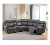 Furnishings For Less Techtronic Leather Like Smart Electric Reclining Corner Sofa