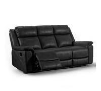 Furnishings For Less UK Toronto Black Leather Like Manual Reclining 3 Seater Sofa