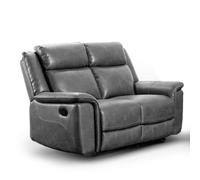 Furnishings For Less UK Toronto Grey Leather Like Manual Reclining 2 Seater Sofa