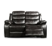 Furnishings For Less UK Venlo Black Leather Like Manual Reclining 2 Seater Sofa