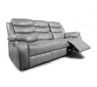 Furnishings For Less UK Venlo Grey Leather Like Manual Reclining 3 Seater Sofa