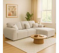 Furnishings For Less UK Vinci Chunky Cord Soft 4 Seater Corner Sofa Right Hand Facing Grey or Cream in Ivory Furnishings For Less UK Ivory