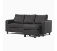 Furnishings For Less York Black Faux Leather 3 Seater Reversible Corner Sofa