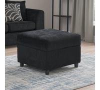 Furnishings For Less UK Zina Soft Chenille Fabric Footstool Sofa Accessory in Black Furnishings For Less UK Black