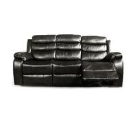 Furnishings For Less Venlo Leather Reclining 3 Seater Sofa - Black
