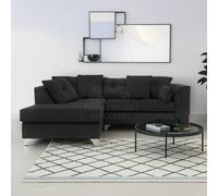 Furnishings For Less Victoria Modern Plush Velvet 4 Seater Corner Sofa - Black - Left Hand Facing