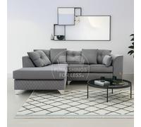 Furnishings For Less Victoria Modern Plush Velvet 4 Seater Corner Sofa - Grey - Left Hand Facing